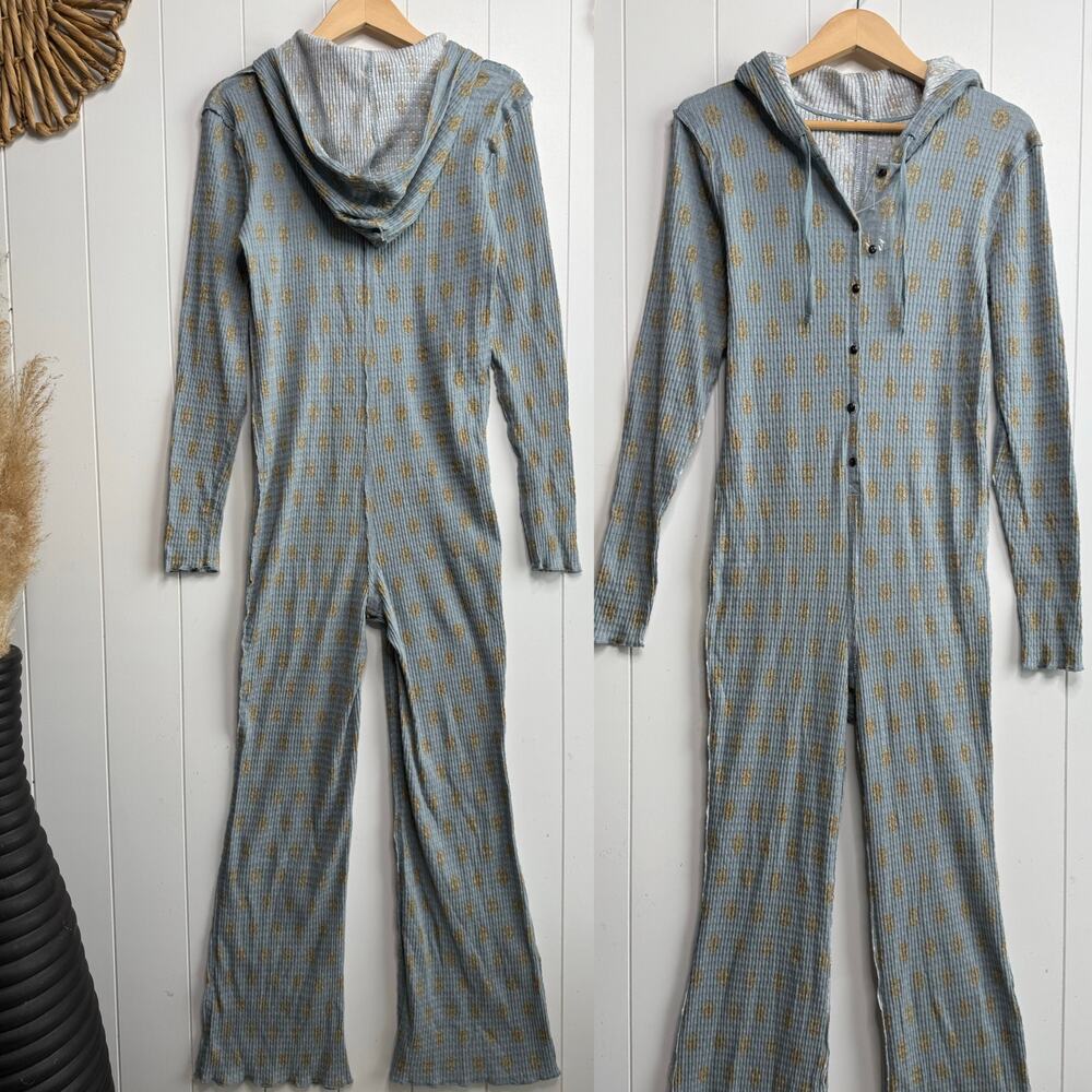Free People long johns lil' bit lou flare one-piece loungewear thermal cotton - Picture 6 of 8